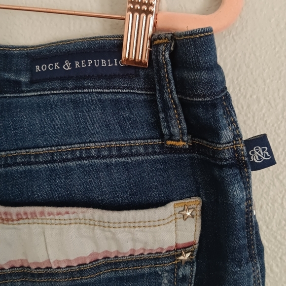 Rock & Republic Hula Flag "Fourth of July " frayed hem Denim Shorts sz.8 - Picture 7 of 10